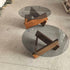 Modern Minimalist Solid Wood Plywood & Tempered Glass Round Mortise Base Coffee Table For Living Room