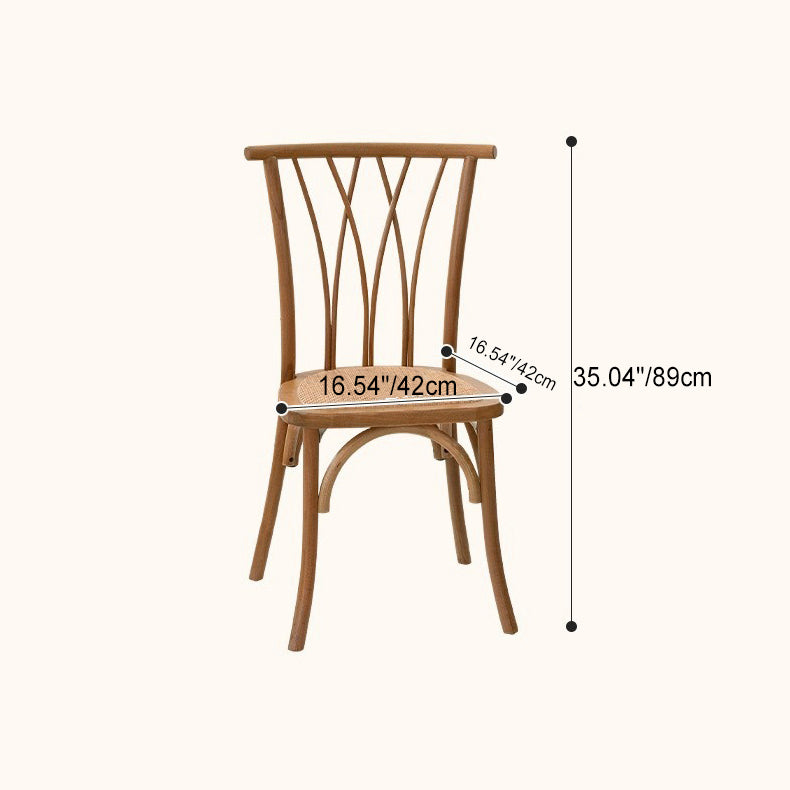 Traditional Vintage Round Rectangular Crossover Wood Dining Chair Backrest For Dining Room