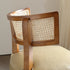 Contemporary Nordic Square Curved Wood Rattan Leather Accent Chair Backrest For Living Room