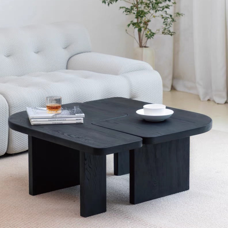 Contemporary Nordic Square Shaped Combination Pine Wood Ash Wood Coffee Table For Living Room