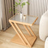 Modern Minimalist Rectangular Z-Shape Glass Bamboo Side Table For Living Room