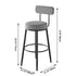 Contemporary Nordic Round Cotton Linen Upholstered Bar Stool Backrest Footrest For Dining Room