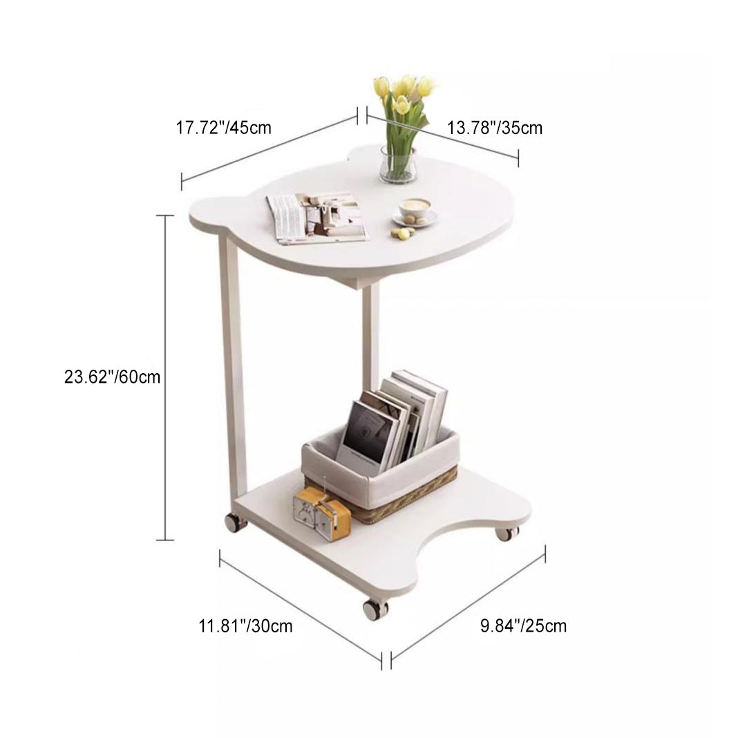 Modern Minimalist Panda Head Round Tabletop Artificial Board Plastic Side Table 1-Shelf For Living Room