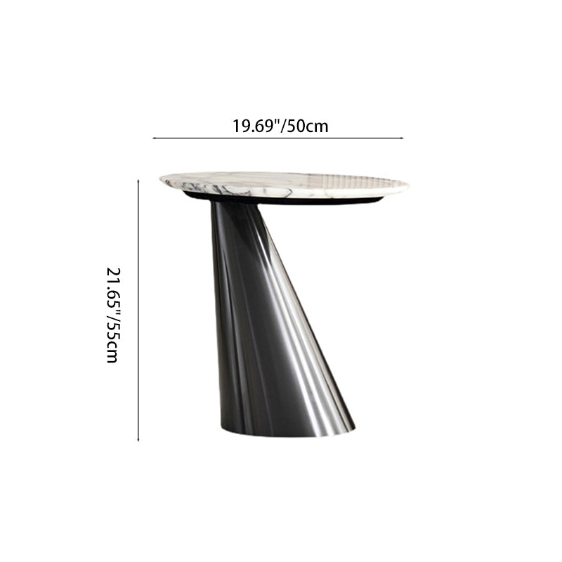 Modern Minimalist Round Marble Stainless Steel End Table 1-Tier For Living Room