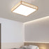 Modern Minimalist Square Wood Acrylic LED Flush Mount Ceiling Light For Bedroom