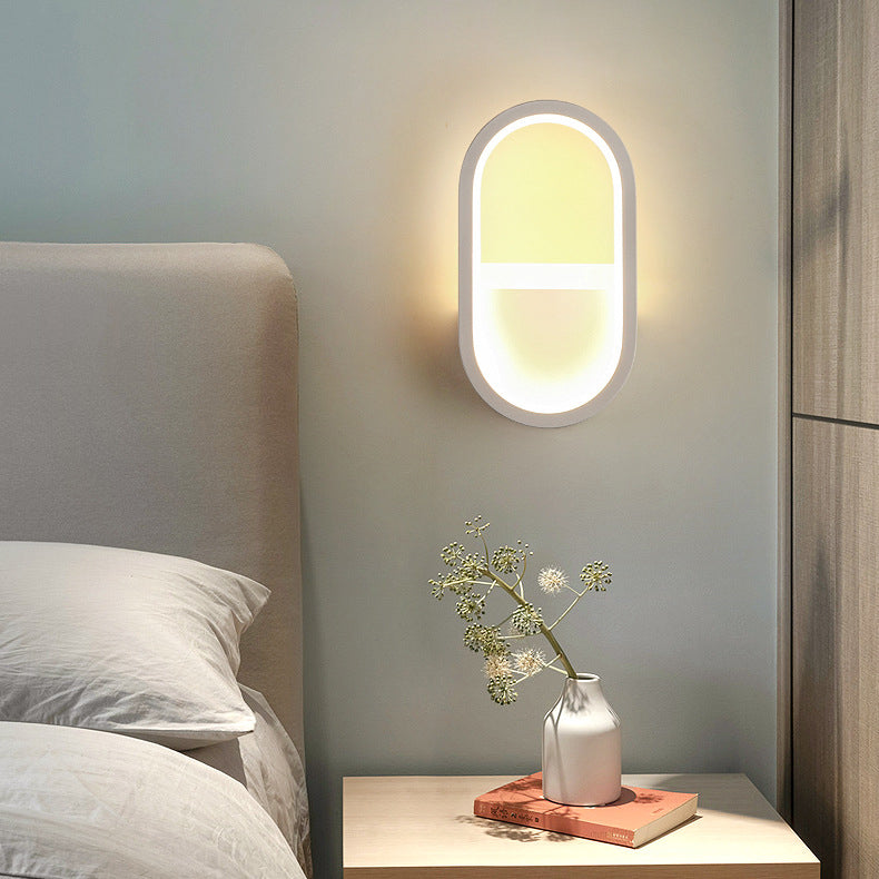 Modern Minimalist Iron Silicone Elliptical Circular Arc LED Wall Sconce Lamp For Bedroom