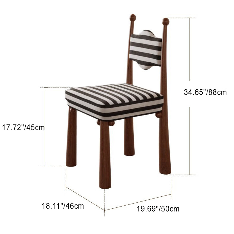 Traditional French Square Zebra Pattern Fabric Upholstered Ash Wood Dining Chair Backrest For Dining Room