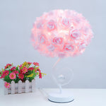 Modern Art Deco Fabric Rose Flower Hardware Base 1-Light Table Lamp For Bedroom