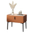 Contemporary Scandinavian Rectangular Slab Wood Leather Carbon Alloy Nightstand 1-Drawer Mobile Phone Wireless Charging For Bedside