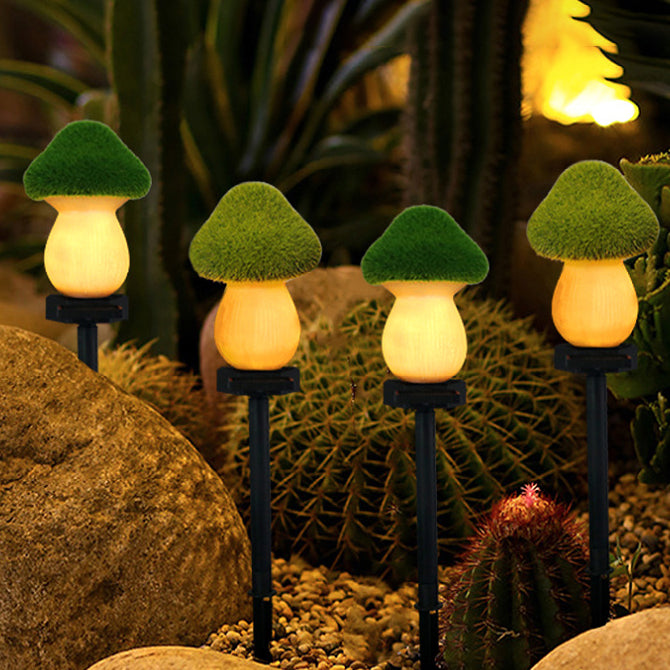 Contemporary Creative Waterproof Solar Mushroom Lawn Resin Ground Plug LED Outdoor Landscape Light For Garden