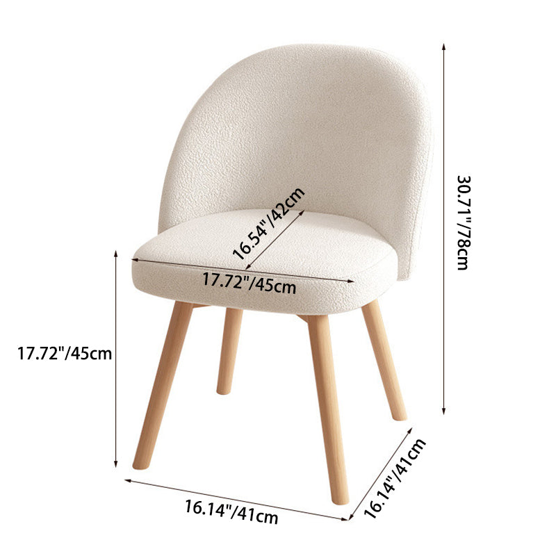 Contemporary Nordic Curved Fabric Upholstered Wood Legs Vanity Stool Backrest For Bedroom