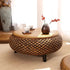 Traditional Japanese Oval Rattan Woven Wooden Coffee Table Storage For Living Room