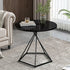 Modern Minimalist Round Marble Texture Metal Polygonal Base Side Table For Living Room