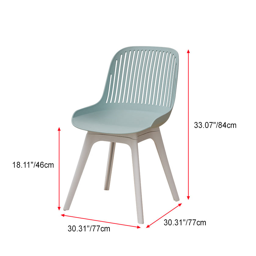 Contemporary Nordic Square Striped PP Plastic Dining Chair Backrest For Living Room