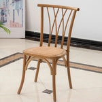 Traditional Vintage Round Rectangular Crossover Wood Dining Chair Backrest For Dining Room