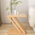 Modern Minimalist Rectangular Z-Shape Glass Bamboo Side Table For Living Room