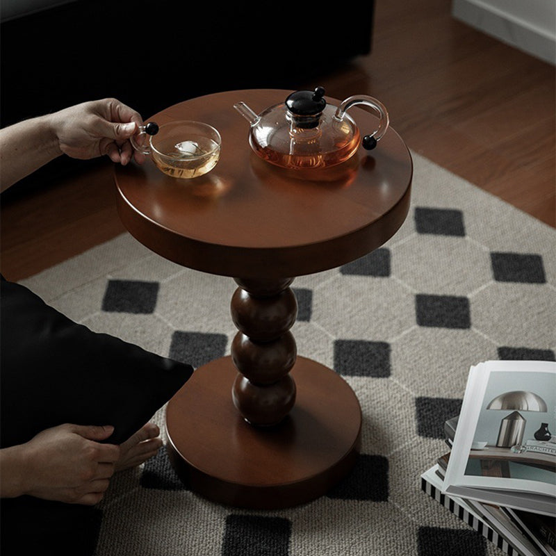 Traditional Vintage Round Beaded Wooden Coffee Table For Living Room