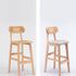 Modern Minimalist PU Leather Rattan Upholstered Rubberwood Counter Stool Open Back Footrest For Kitchen