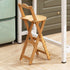 Modern Minimalist Round Square Bamboo Bar Stool Backrest Armless For Dining Room