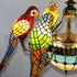 Traditional Tiffany Dome Parrot Alloy Stained Glass 8-Light Chandelier For Living Room