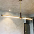 Contemporary Scandinavian Copper Brass Wood Strip LED Kitchen Island Light Chandelier For Dining Room