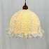 Contemporary Scandinavian Round Ruffle Lace Solid Wood Fabric 1-Light Pendant Light For Living Room