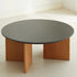 Contemporary Nordic Round Rock Board Wood Base Coffee Table For Living Room