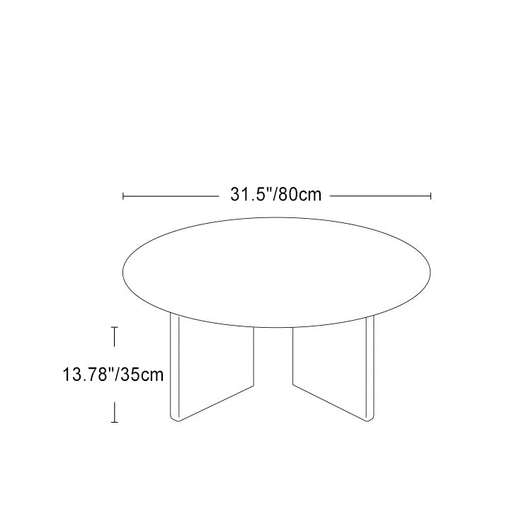 Contemporary Nordic Round Rock Board Wood Base Coffee Table For Living Room