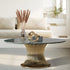 Contemporary Luxury Round Column Marble Stainless Steel Coffee Table Set For Living Room