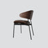 Contemporary Nordic Walnut Wood Grain Microfiber Leather Upholstered Dining Chair Backrest For Dining Room