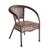 Traditional Vintage Curved Square PE Rattan Iron Wood Dining Chair Backrest Arm For Dining Room