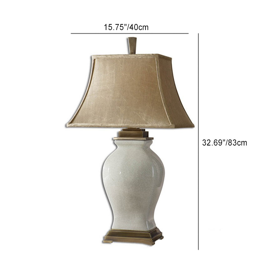 Traditional Vintage Solid Color Vase-like Ceramic Fabric 1-Light Table Lamp For Bedroom