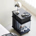 Modern Minimalist Square Frame Solid Wood Glass Stainless Steel Nightstand 1-Cabinet For Bedroom