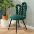 Contemporary Creative Trapezoidal Round Upholstered Bead String Backrest Velvet Carbon Steel Vanity Stool For Bedroom