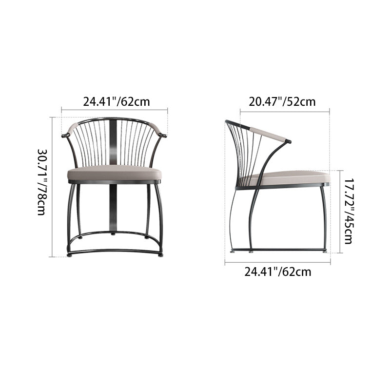 Contemporary Luxury Curved Stainless Steel Leather Chair Backrest Armless For Living Room