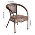 Traditional Vintage Curved Square PE Rattan Iron Wood Dining Chair Backrest Arm For Dining Room