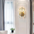 Modern Luxury Stainless Steel Crystal Multiple Rectangular 1/2 Light Wall Sconce Lamp For Living Room