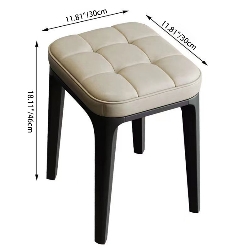 Contemporary Simplicity Square Plaid Microfiber Leather Upholstered Plastic Vanity Stool For Bedroom