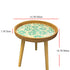 Traditional Rustic Handmade Shell Round Wood Rattan Side Table For Living Room