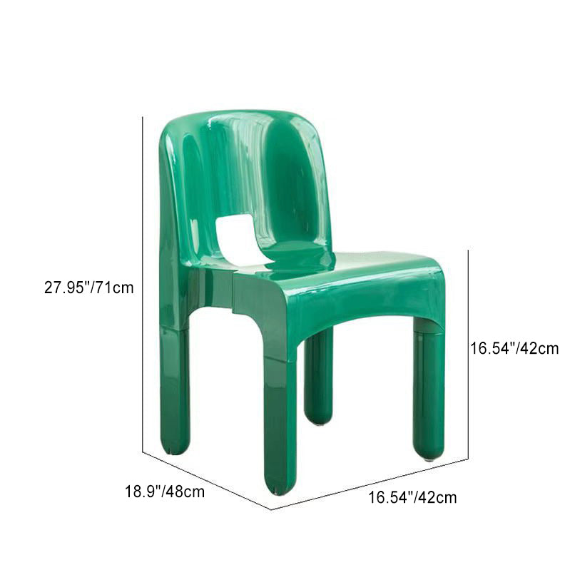 Modern Minimalist Square Plastic Chair Four Legs Backrest For Living Room