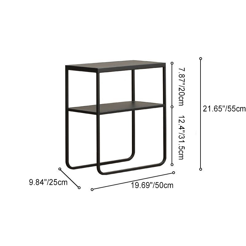 Modern Simplicity Rectangular Frame Iron Side Table 4-Leg For Living Room