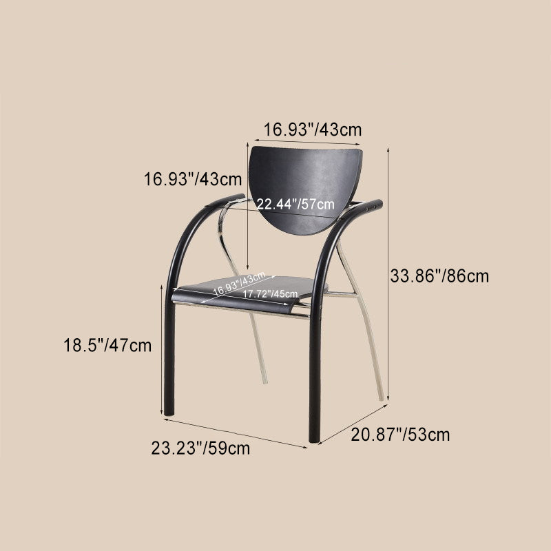 Modern Minimalist Solid Wood Arc Stainless Steel Frame Dining Chair Armrest Backrest For Dining Room