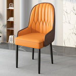 Modern Simplicity Leather Sponge Carbon Steel Metal Square Dining Chair Backrest Armrest For Dining Room