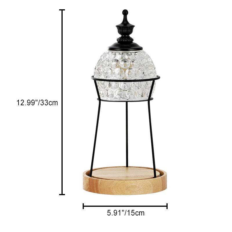 Contemporary Simplicity Round Glass Shade Base 1-Light Melting Wax Table Lamp For Bedroom