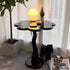 Contemporary Scandinavian Petal Flower Glass Stainless Steel End Table 1-Tier For Living Room