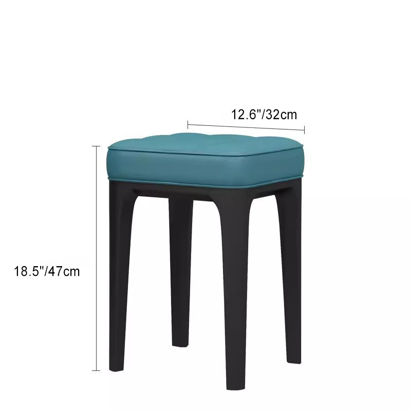 Modern Simplicity Square PU Leather Upholstered Stackable Vanity Stool Backless For Bedroom