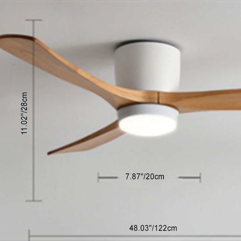 Contemporary Scandinavian Copper Wood Acrylic Fan LED Semi-Flush Mount Ceiling Fan Light For Living Room