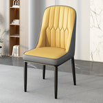 Modern Simplicity Leather Sponge Carbon Steel Metal Square Dining Chair Backrest Armrest For Dining Room