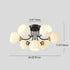 Contemporary Creative Pod Copper Glass 7/9 Light Semi-Flush Mount Ceiling Light For Living Room