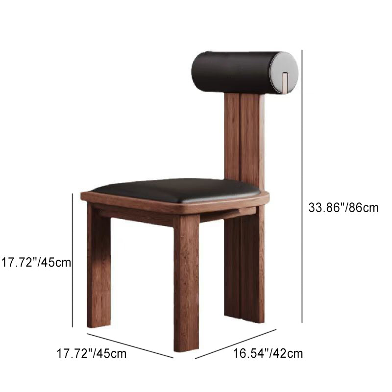 Contemporary Scandinavian Curved Microfiber Leather Wood Frame Dining Chair Backrest For Dining Room